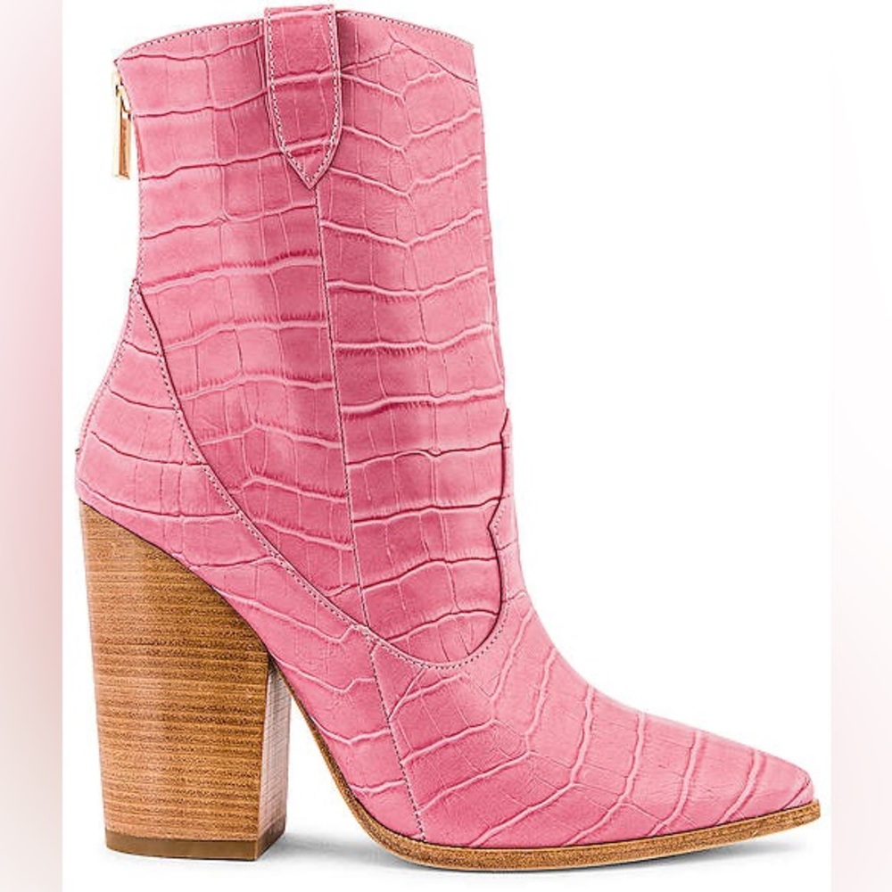 Revolve RAYE Leon faux croc embossed Boot in Pink  Pink color size 5.5